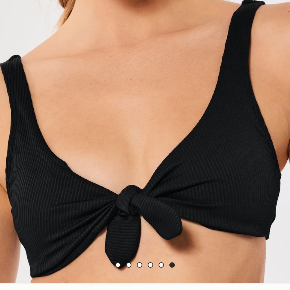 Hollister RIBBED TIE FRONT HOLLISTER BIKINI TOP - WORN ONCE